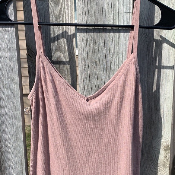 Nude ribbed v-cut layering dress - Picture 2 of 3